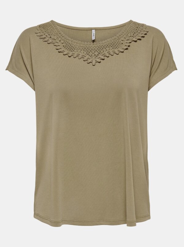 Khaki T-shirt with lace ONLY FreeLife - Women's