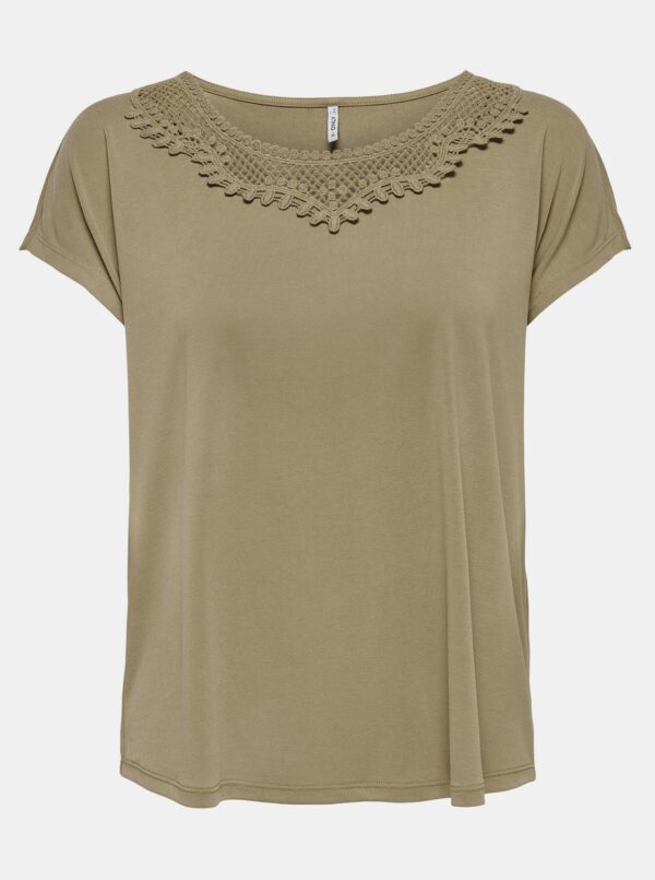 Khaki T-shirt with lace ONLY FreeLife - Women's