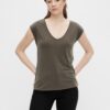 Khaki basic t-shirt Pieces Kamala - Women's