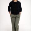Khaki cotton trousers with elastic band