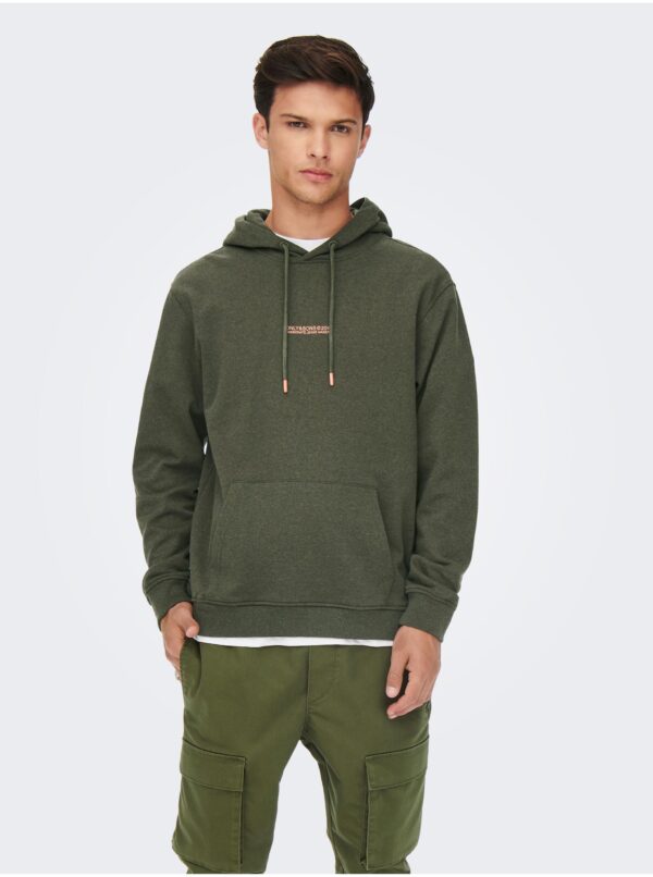 Khaki hoodie ONLY & SONS Elon - Men's
