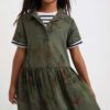 Khaki patterned dress Desigual Mickey Camo Flower for girls - Girls