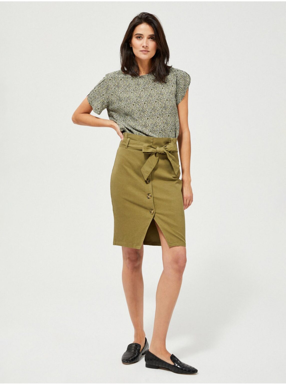 Khaki skirt with tie Moodo - Women's
