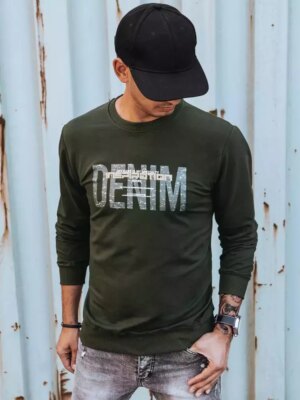 Khaki szinű férfi mintás pulóver Dstreet