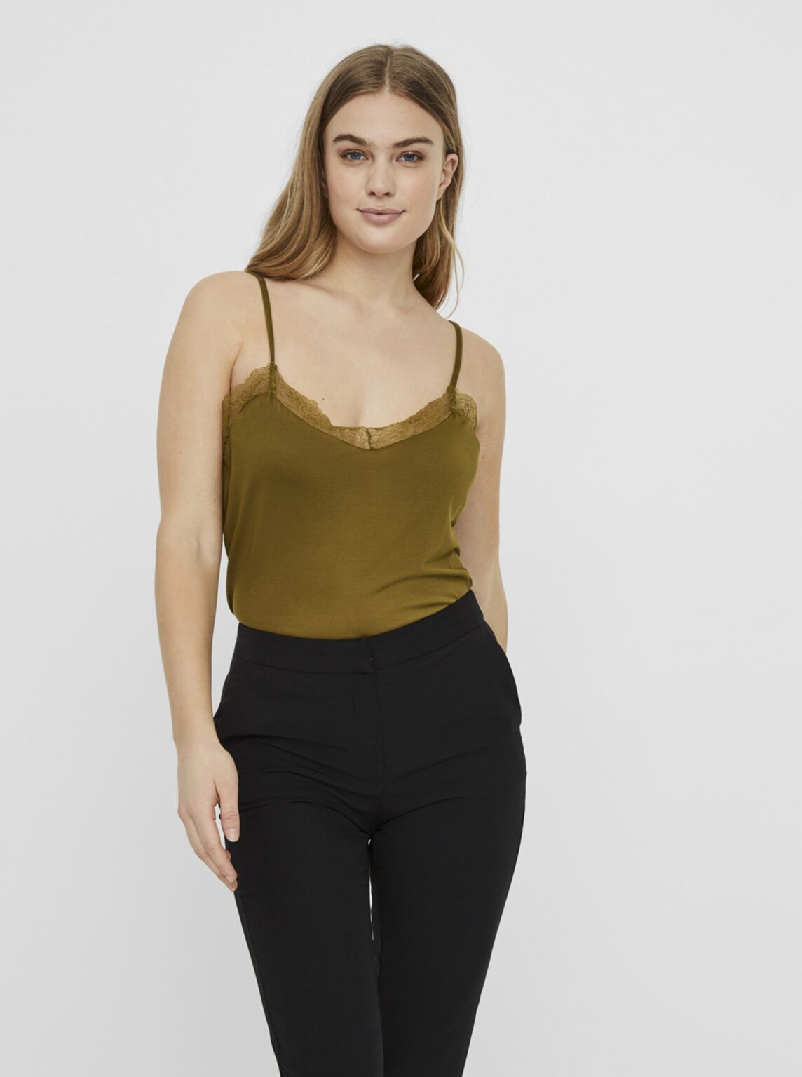 Khaki top with lace VERO MODA Sofia - Women's