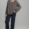 Khaki women's blouse with linen blend