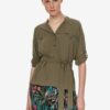 Khaki women's blouse with tie at the waist TOP SECRET - Women