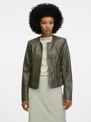 Khaki women's faux leather jacket ORSAY - Women's
