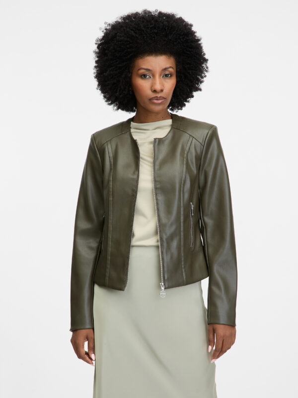 Khaki women's faux leather jacket ORSAY - Women's