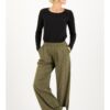 Khaki women's patterned wide trousers Blutsgeschwister Nut Of Mud - Women's