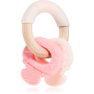 Kikkaboo Silicone and Wood Teether Keys rágóka Pink 1 db-Ár