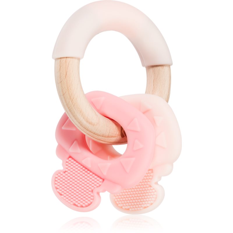 Kikkaboo Silicone and Wood Teether Keys rágóka Pink 1 db-Ár