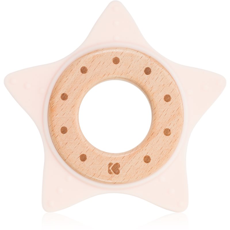 Kikkaboo Silicone and Wood Teether Star rágóka Pink 1 db-Ár