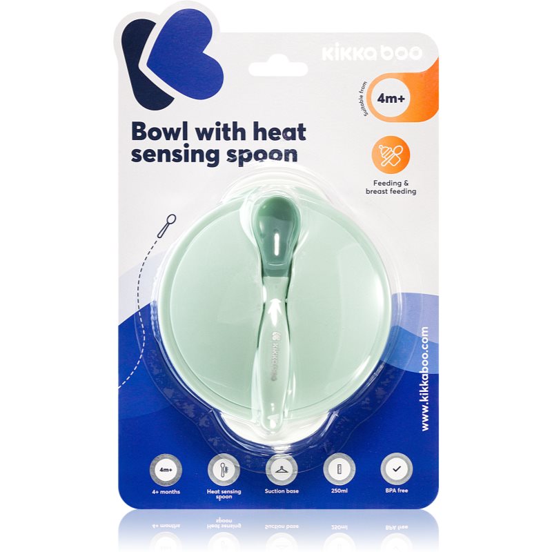 Kikkaboo Suction Bowl & Heat Sensing Spoon etetőkészlet 4 m+ Mint 3 db-Ár