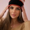 Kinga K297 Women's Cap Black + Dark Pink + Beige