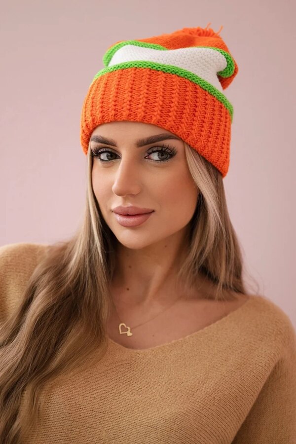 Kinga K297 Women's Cap Orange + Neon Green + White