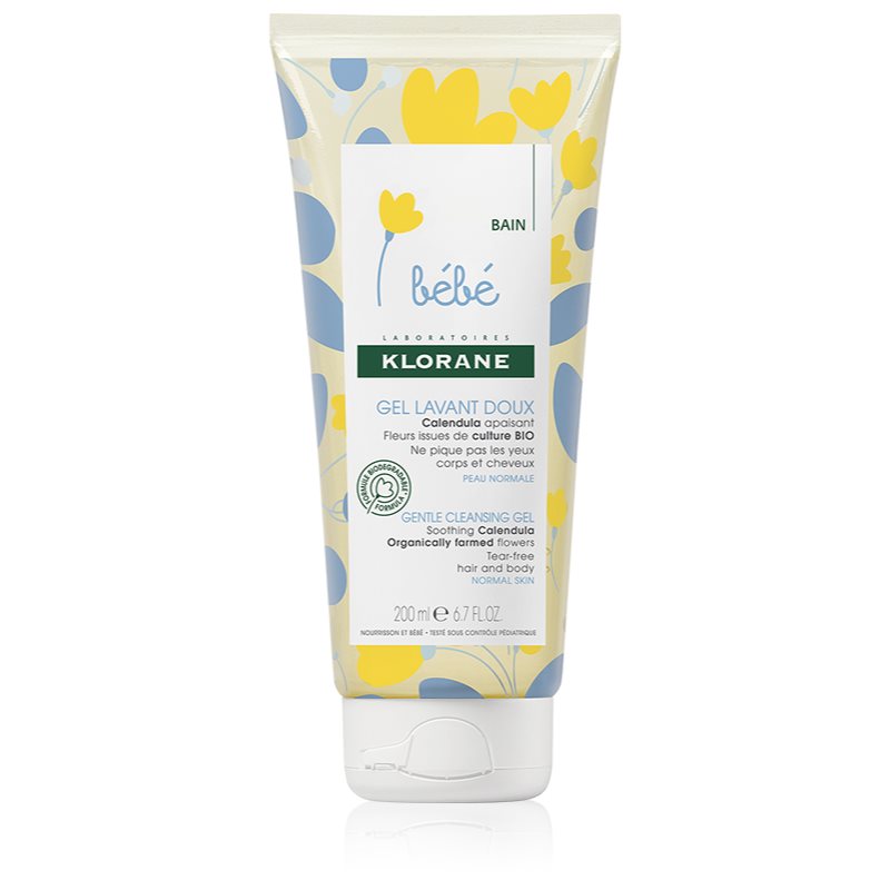 Klorane Bébé Calendula gyengéd tisztító gél gyermekeknek születéstől kezdődően pumpás 200 ml-Eredeti
