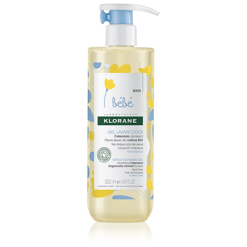 Klorane Bébé Calendula gyengéd tisztító gél gyermekeknek születéstől kezdődően pumpás 500 ml-Eredeti