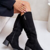 Knee-length eco-suede boots black Izanae