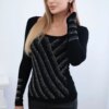 Knitted blouse with zircons motif black