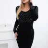 Knitted dress with a silver pattern black
