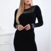 Knitted dress with a small pattern in black color