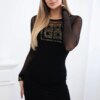 Knitted dress with tulle sleeves black