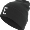 Knitted hat with letter cuff E