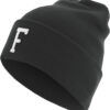 Knitted hat with letter cuff F