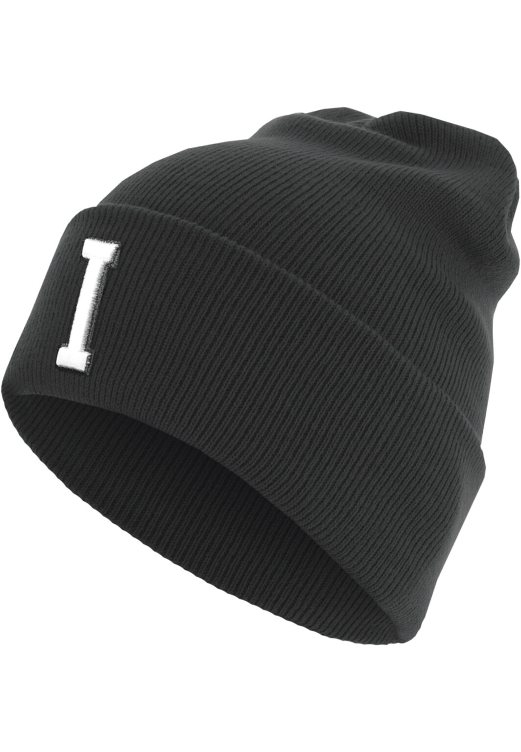 Knitted hat with letter cuff I