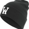 Knitted hat with the letter Cuff W