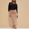 Knitted sweatshirt skirt - beige