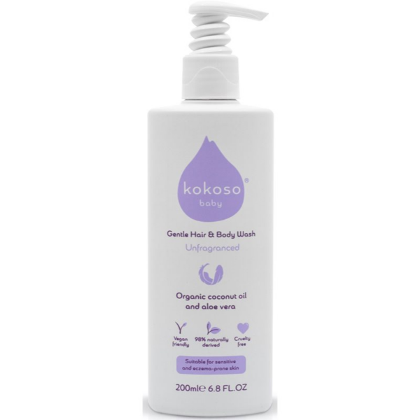 Kokoso Baby Kids tisztító gél testre és hajra parfümmentes gyermekeknek 200 ml-Ár