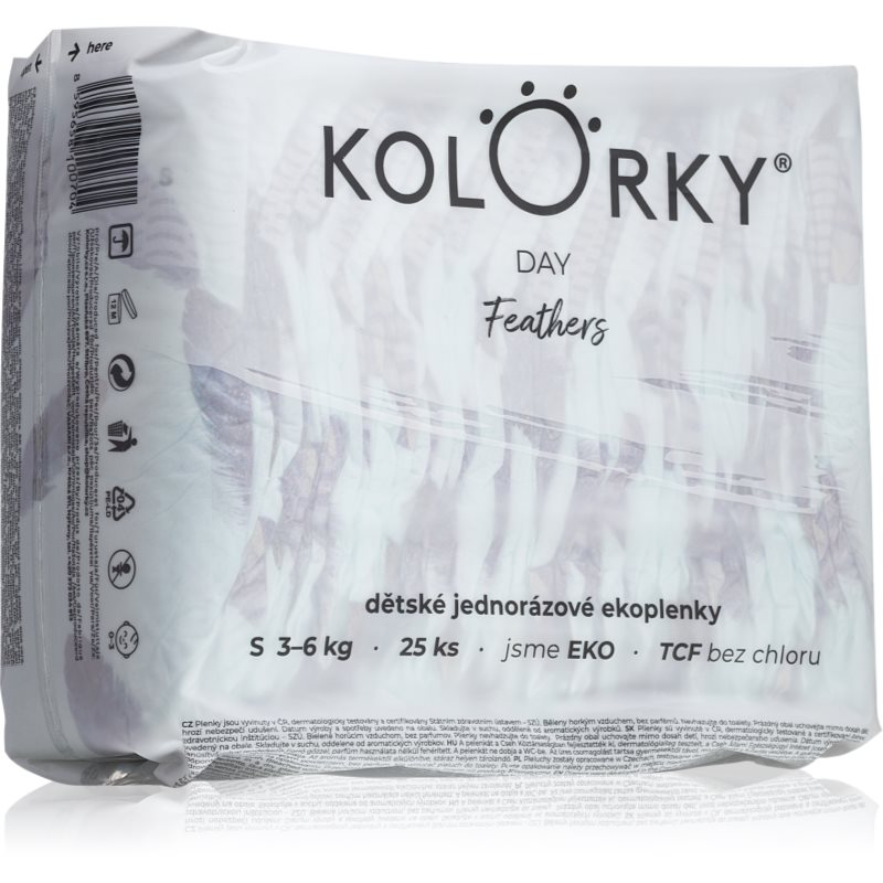 Kolorky Day Feathers eldobható ÖKO pelenkák S méret 3-6 Kg 25 db-Ár