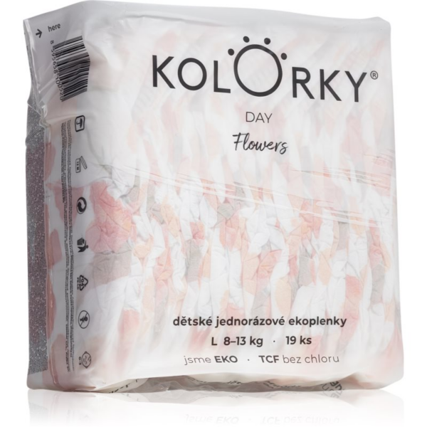 Kolorky Day Flowers eldobható ÖKO pelenkák L méret 8-13 Kg 19 db-Ár