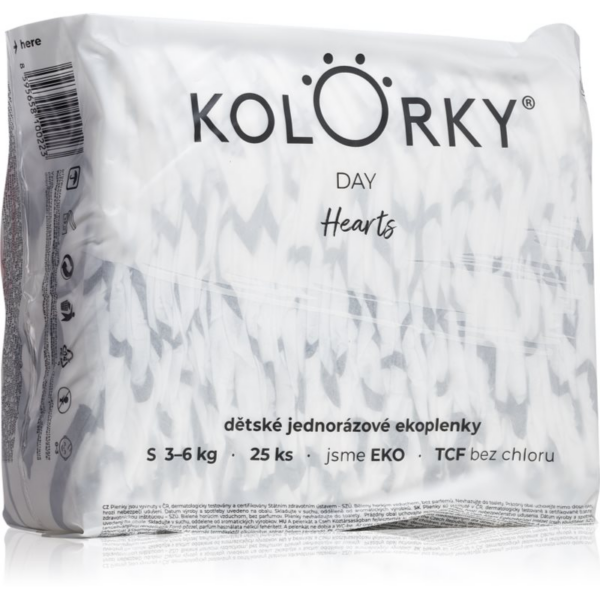 Kolorky Day Hearts eldobható ÖKO pelenkák S méret 3-6 Kg 25 db-Ár