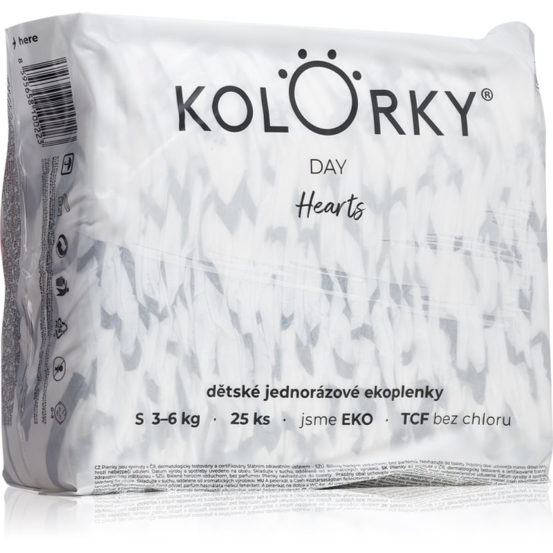 Kolorky Day Hearts eldobható ÖKO pelenkák S méret 3-6 Kg 25 db-Ár