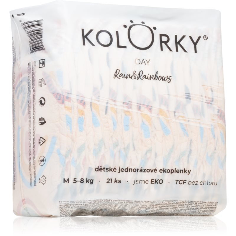 Kolorky Day Rain&Rainbow eldobható ÖKO pelenkák M méret 5-8 Kg 21 db-Ár