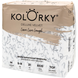 Kolorky Deluxe Velvet Love Live Laugh eldobható ÖKO pelenkák M méret 5-8 Kg 21 db-Ár