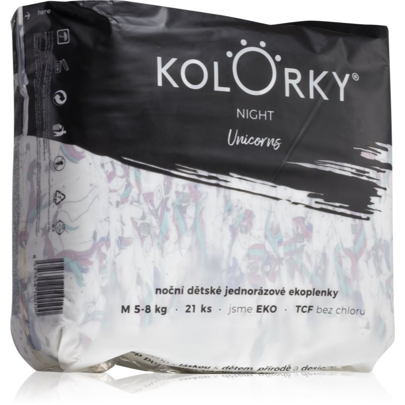 Kolorky Night Unicorn eldobható ÖKO pelenkák az éjszakán át tartó teljeskörű védelemért M méret 5-8 Kg 21 db-Ár