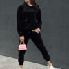 Komplet damski welurowy RELAX FIT czarny Dstreet