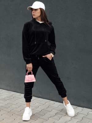 Komplet damski welurowy RELAX FIT czarny Dstreet