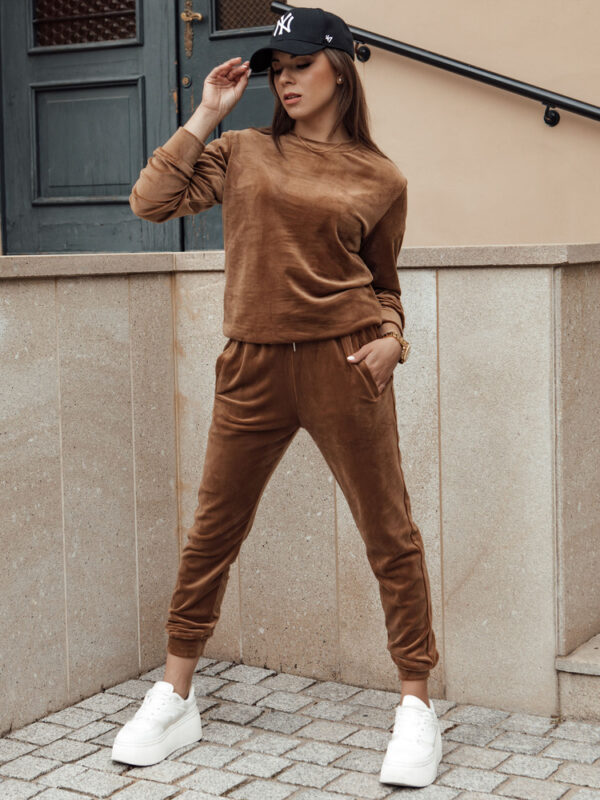 Komplet damski welurowy URBANVELVET brązowy Dstreet