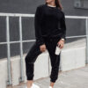 Komplet damski welurowy URBANVELVET czarny Dstreet