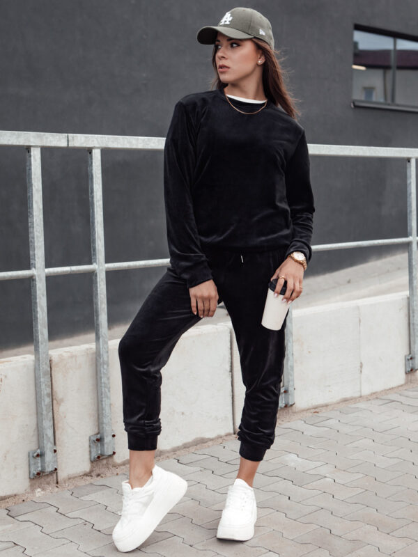 Komplet damski welurowy URBANVELVET czarny Dstreet