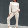 Komplet damski welurowy URBANVELVET ecru Dstreet