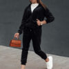 Komplet damski welurowy VELCOMFY czarny Dstreet