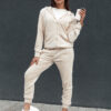 Komplet damski welurowy VELCOMFY ecru Dstreet