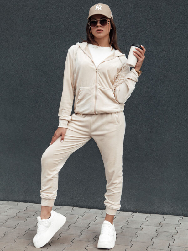 Komplet damski welurowy VELCOMFY ecru Dstreet