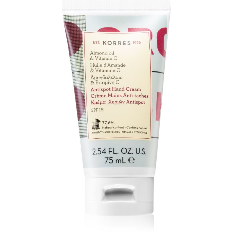 Korres Almond Oil & Vitamin C kézkrém pigmentfoltok ellen SPF 15 75 ml-Eredeti